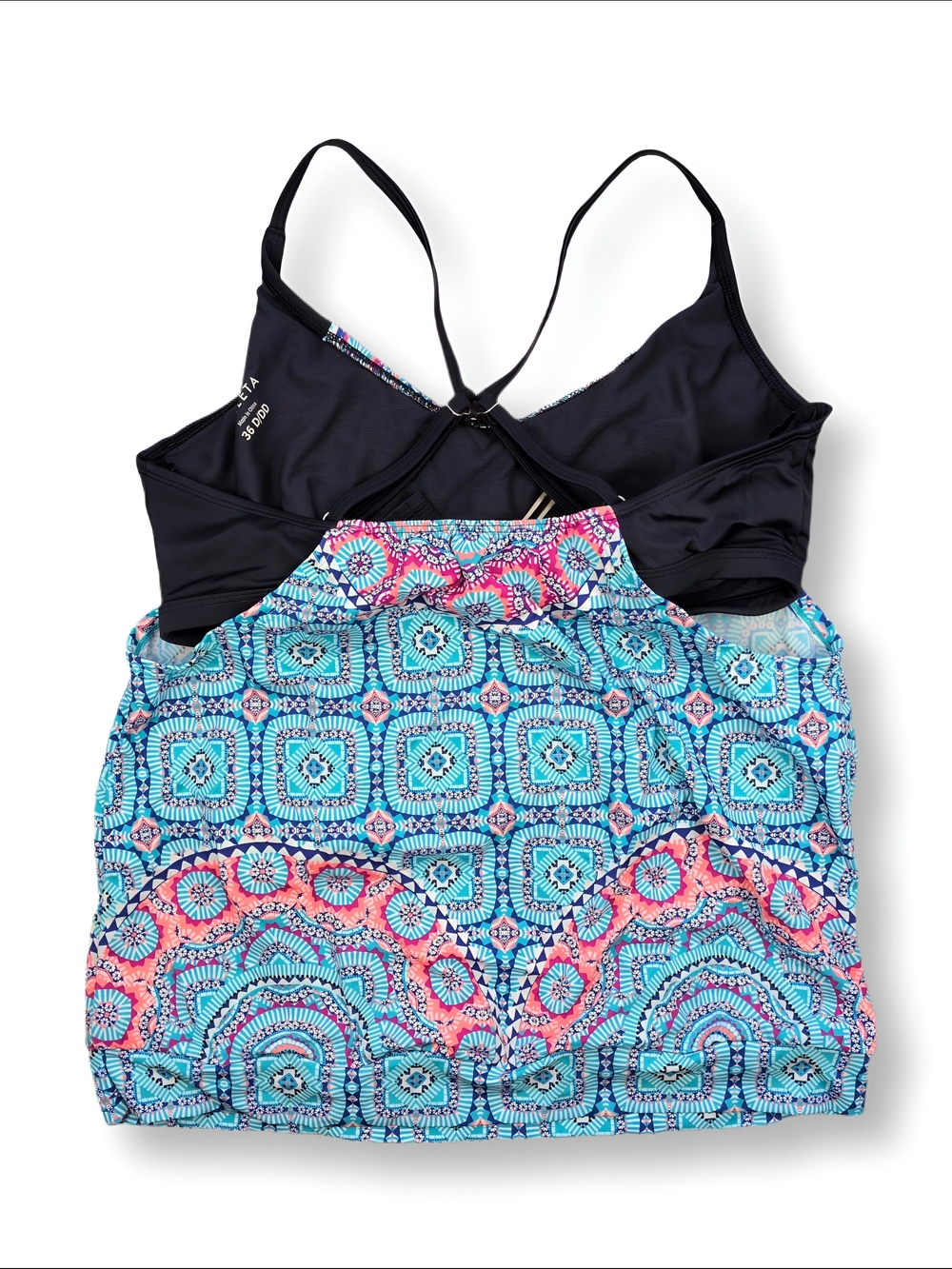 Athleta Fiji Blousy Tankini Swim Top Blue And Pink Size 36D Or 36DD Navy Straps - Picture 5 of 6